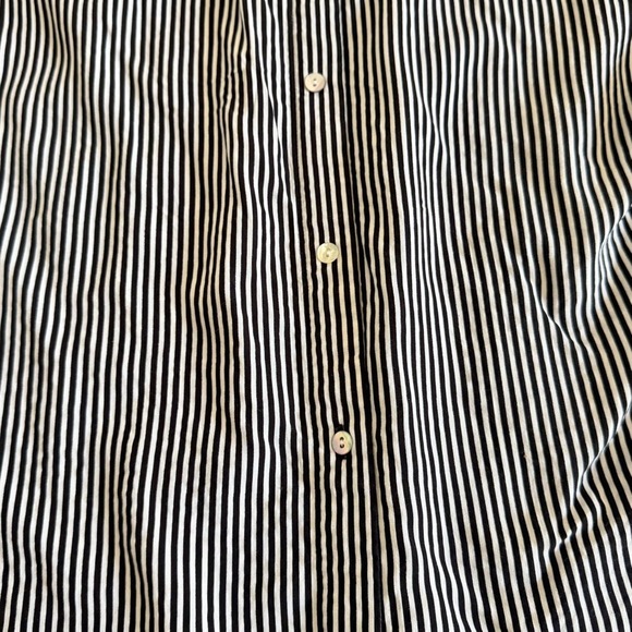 Jane and delancey Black white Stripe 3/4 cuffed sleeve blouse large referee blou - Picture 5 of 9
